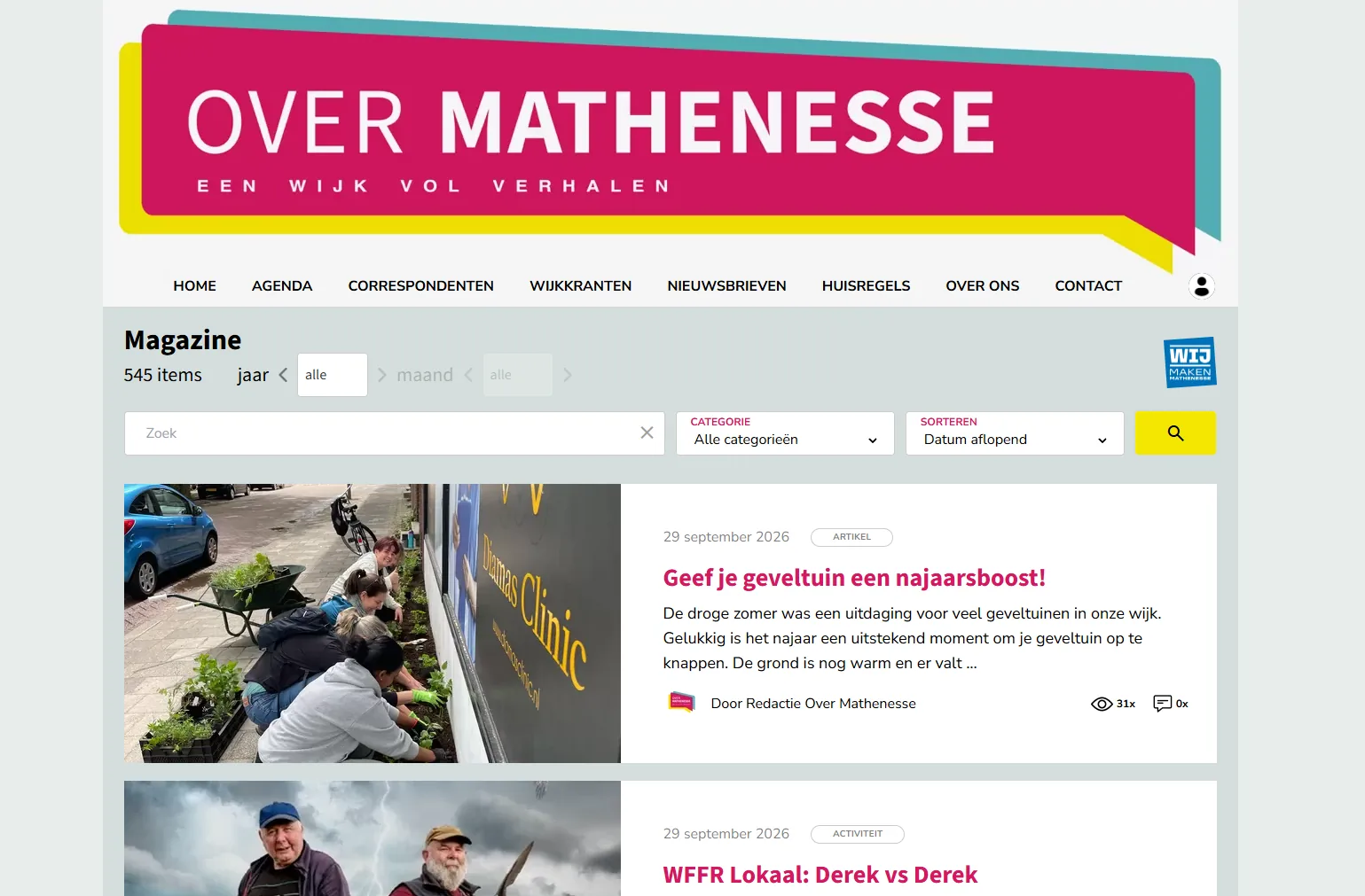 Over Mathenesse: Wijkmagazine met honderden artikelen, zoeken en filters.